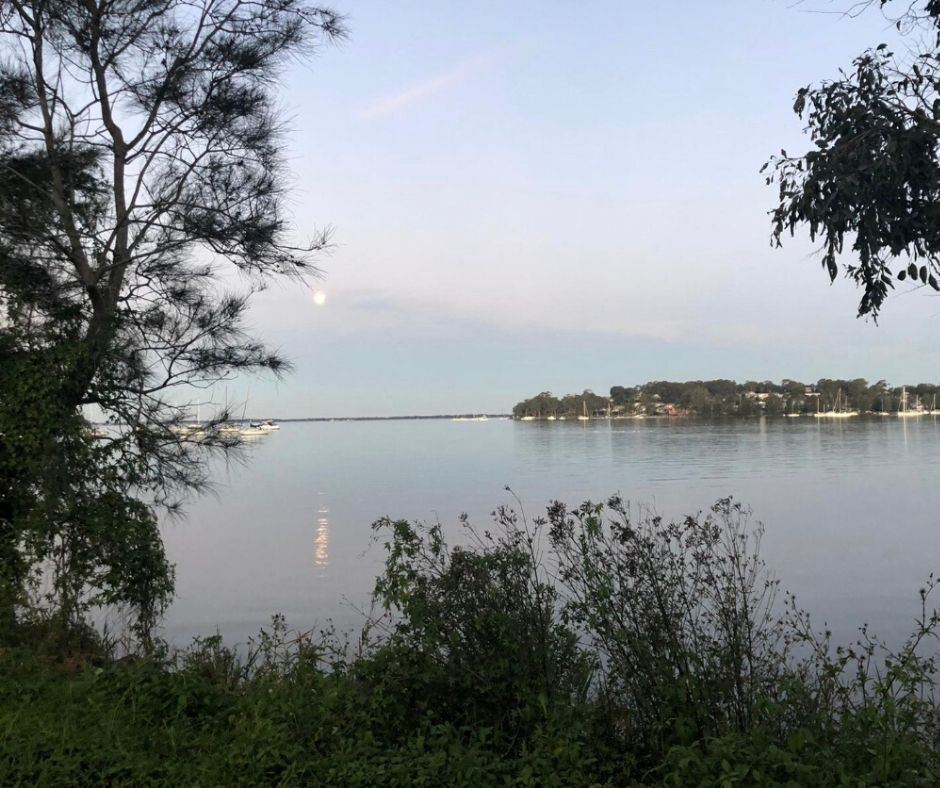 Moonrise over the water at Lake Macquarie